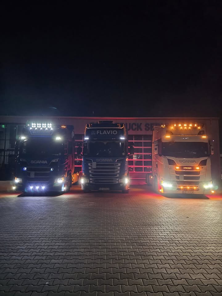 Flavio Transport Trucks at night